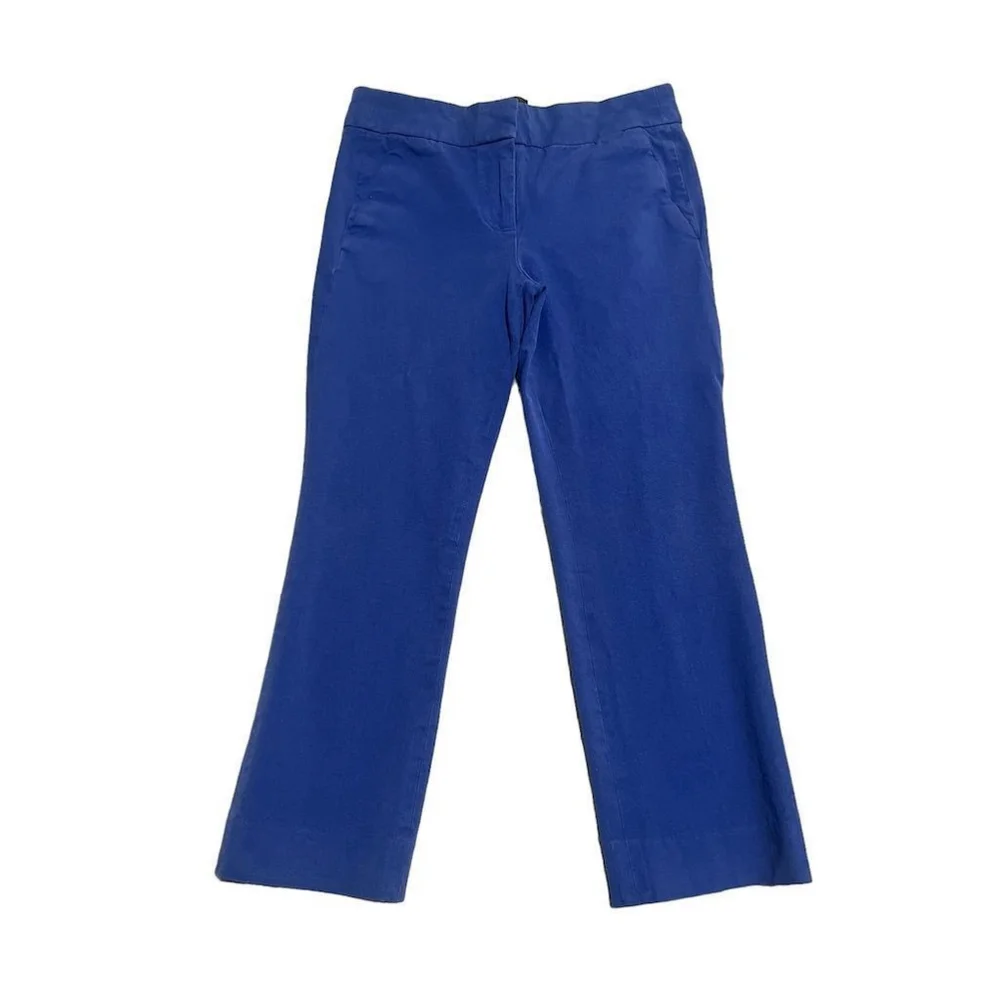 J Crew Cropped Pants Womens Size 0P Blue Stretch Straight Leg